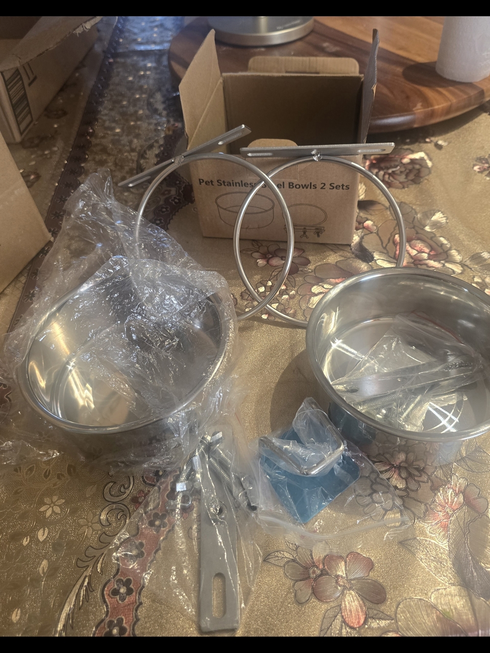 Stainless Steel Elevated Pet Bowl Set - Silver